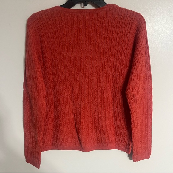 Casual Corner 100% Extra Fine Merino Wool Orange Cable Knit Sweater Size Small - Picture 9 of 10